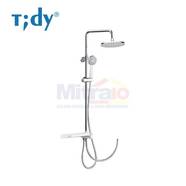 Tidy Shower Tiang Stainless Kolom Bulat Dengan Rak Sabun Mandi CC02201 (Set)