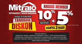 Promo Tambahan Diskon 5% di Mitra10 Hanya 3 Hari! | Periode: 10-12 Mei 2025
