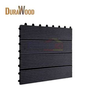 Durawood Lantai Kayu Partisi Decktile GWD01 Teak 31x31x2.2 Cm Hitam Serat Kayu Bahan Anti UV WPC 