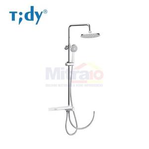 Tidy Shower Tiang Stainless Kolom Bulat Dengan Rak Sabun Mandi CC02201 (Set)