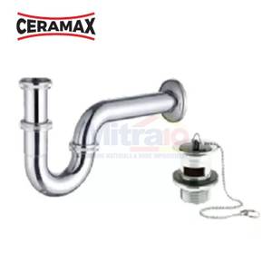 Ceramax P-Trap Pipa Pembuangan Wastafel Dengan Afur Rantai PT-A27+ A126