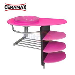 Ceramax Wastafel Dengan Rak Kaca Catania ZGL-32 Pink