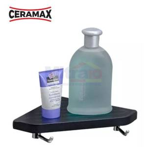 Ceramax Rak Sudut Kamar Mandi Dengan Gantungan 8096 Hitam