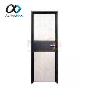 Alphamax Pintu Kamar Mandi Aluminium Bukaan Kiri Boston-H 70X195 Cm Hitam