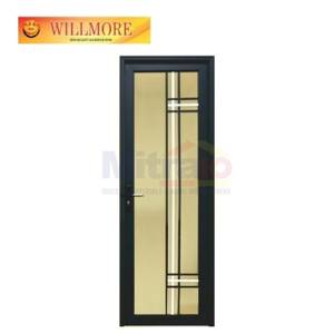 Willmore Pintu Kaca Aluminium Kamar Mandi Bukaan Kanan WG-115 70X200 Cm Hitam