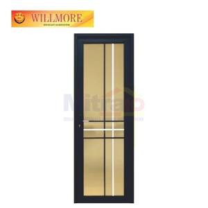 Willmore Pintu Kaca Aluminium Kamar Mandi Bukaan Kanan WG-116 70X200 Cm Hitam