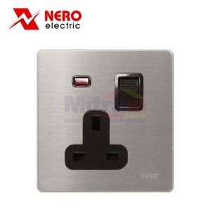 Nero Stop Kontak Ac Stainless Dengan Lampu Indikator V810UU