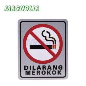 Magnolia Papan Tanda Type Lbm Dilarang Merokok 4.6x19.4 Cm Silver
