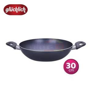 Glucklich 30Cm Wok Pan Marbel LY-W0030 Hitam/Merah