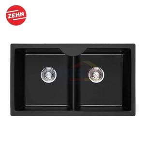 Zehn+ Wastafel Cuci Piring Granite Dua Kolom 8378 HB106 78x45x21 Cm Hitam
