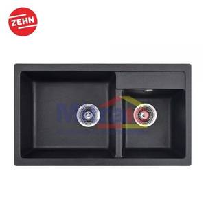 Zehn+ Wastafel Cuci Piring Granite Dua Kolom 8375A 78x45x21 Cm Hitam
