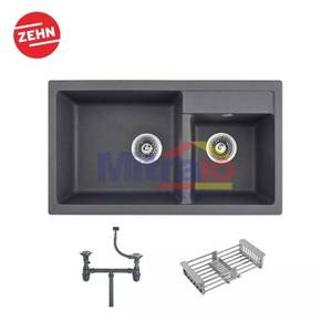 Zehn+ Wastafel Cuci Piring Granite Dua Kolom 8375A 78x45x21 Cm Abu